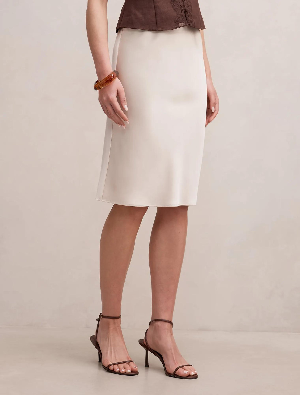 Selena Satin Skirt Cream