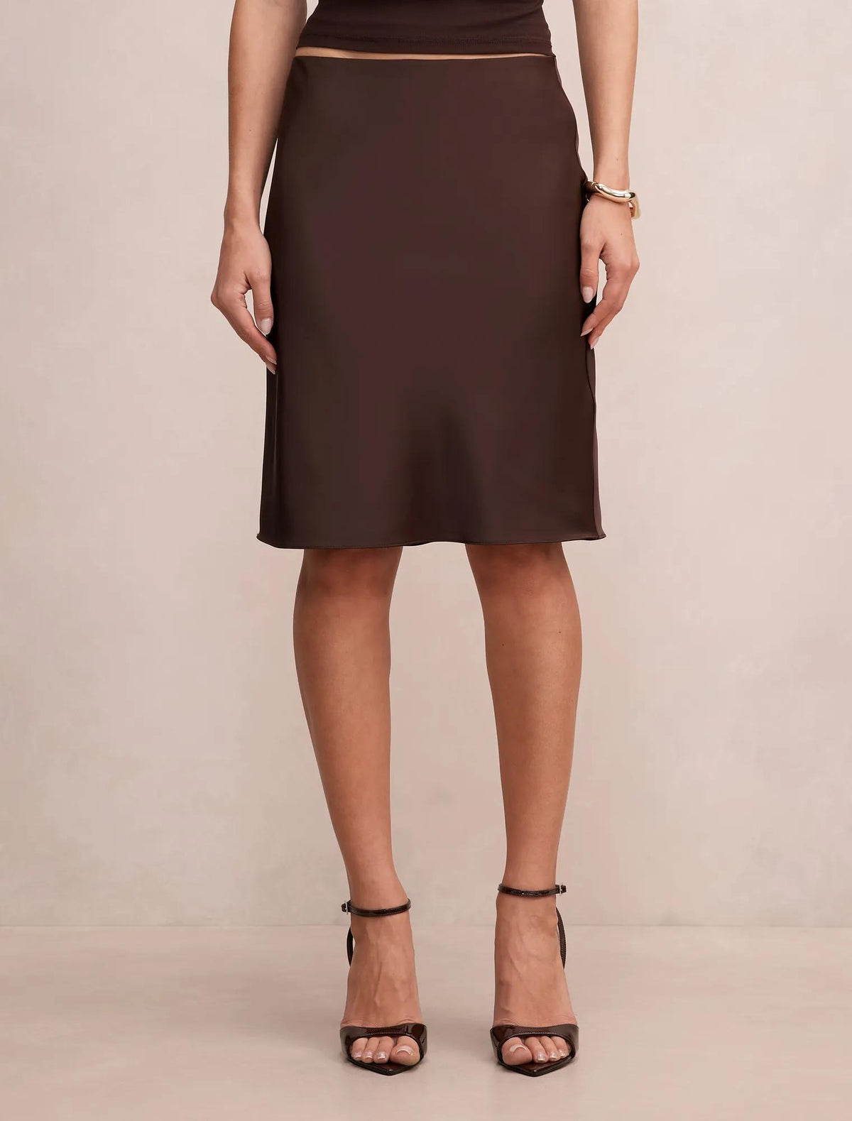 Selena Satin Skirt Bitter Chocolate