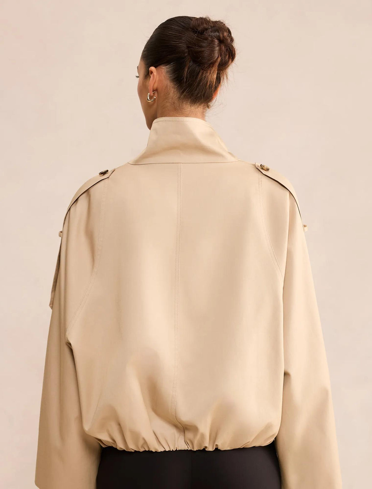 Billie Funnel Neck Short Trench Coat Sand