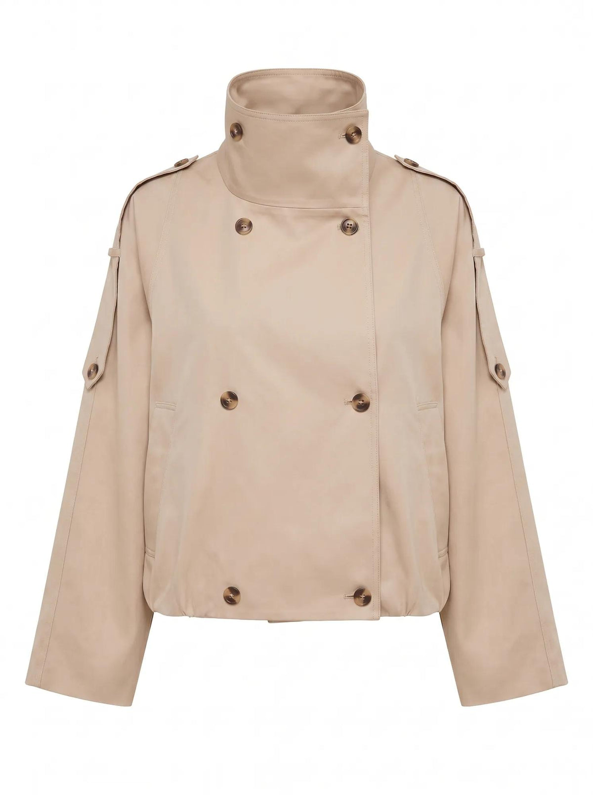 Billie Funnel Neck Short Trench Coat Sand_mannequin
