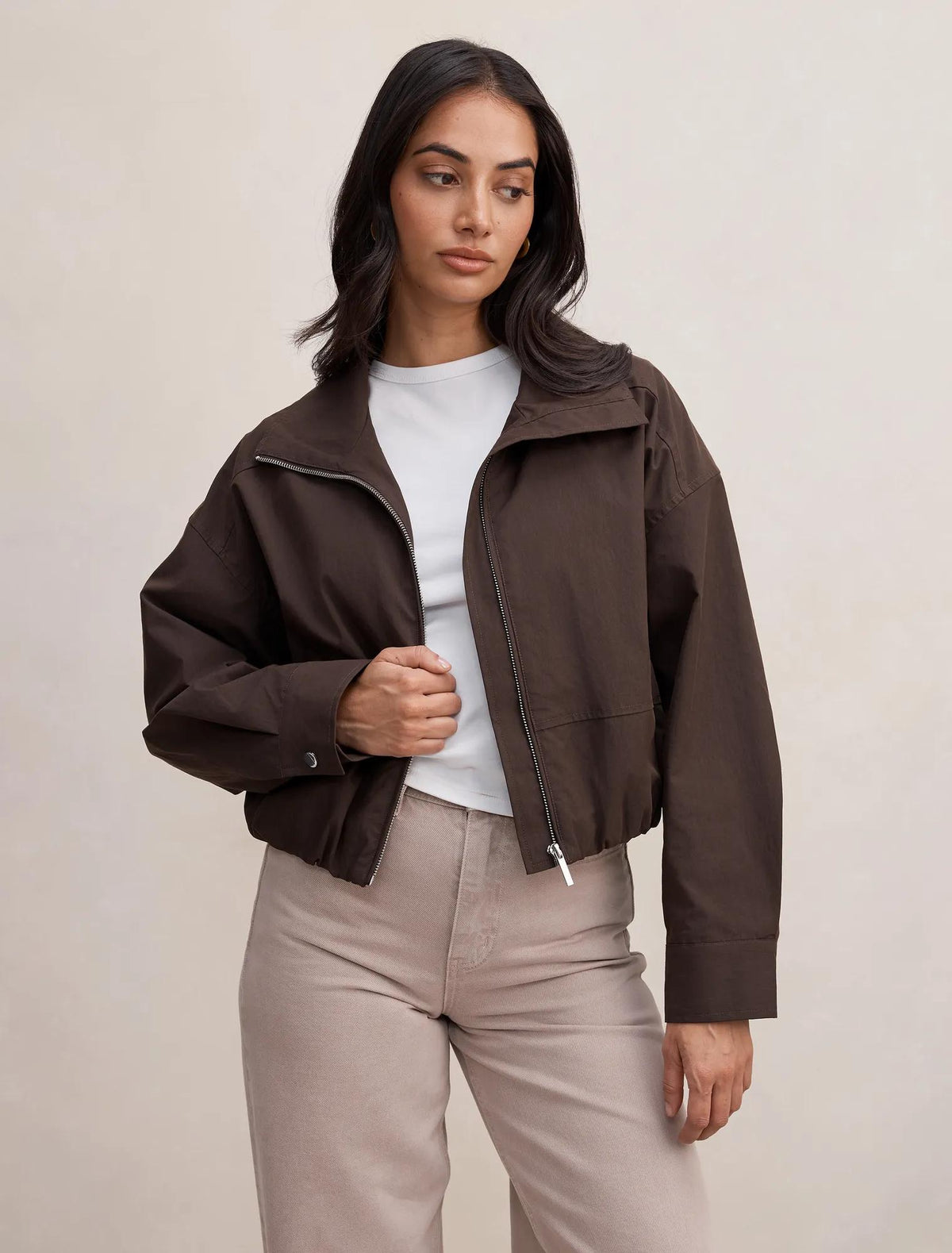 Brooke Funnel Neck Jacket Chocolate