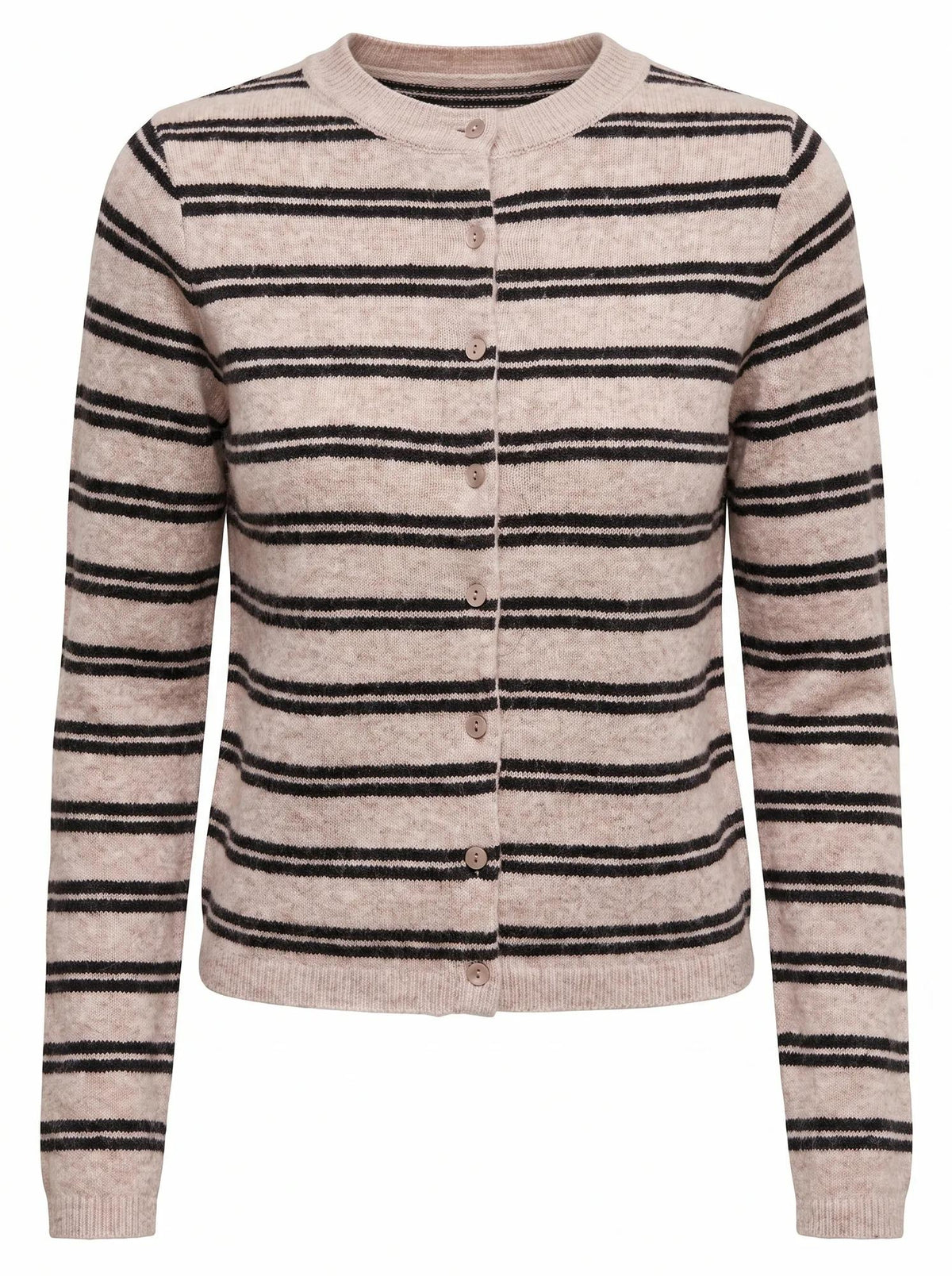 Eloise Stripe Knit Cardigan Mushroom/ Black Stripe