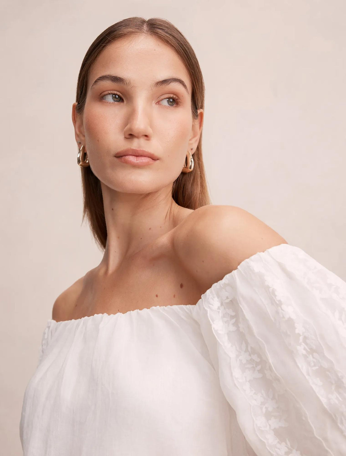 Naomi Off Shoulder Bubble Top Porcelain Co-Ord