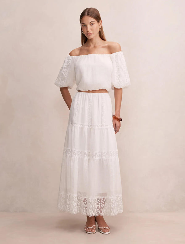 Naomi Off Shoulder Bubble Top Porcelain Co-Ord