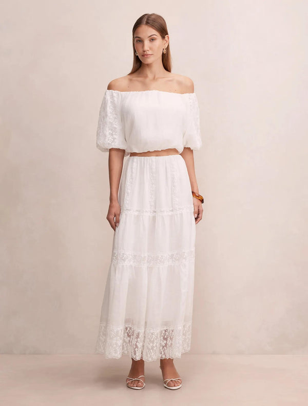Naomi Elastic Maxi Skirt Porcelain Co-Ord