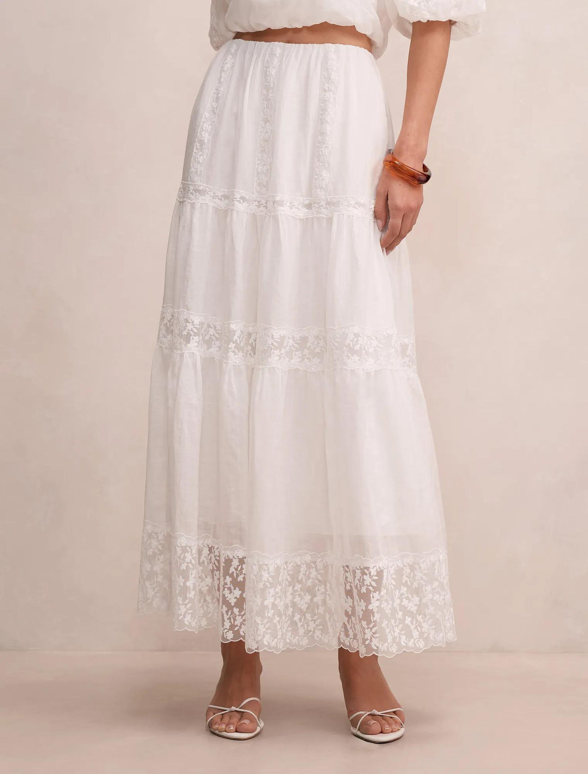 Naomi Elastic Maxi Skirt Porcelain Co-Ord