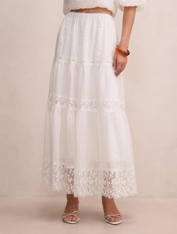 Naomi Elastic Maxi Skirt Porcelain Co-Ord