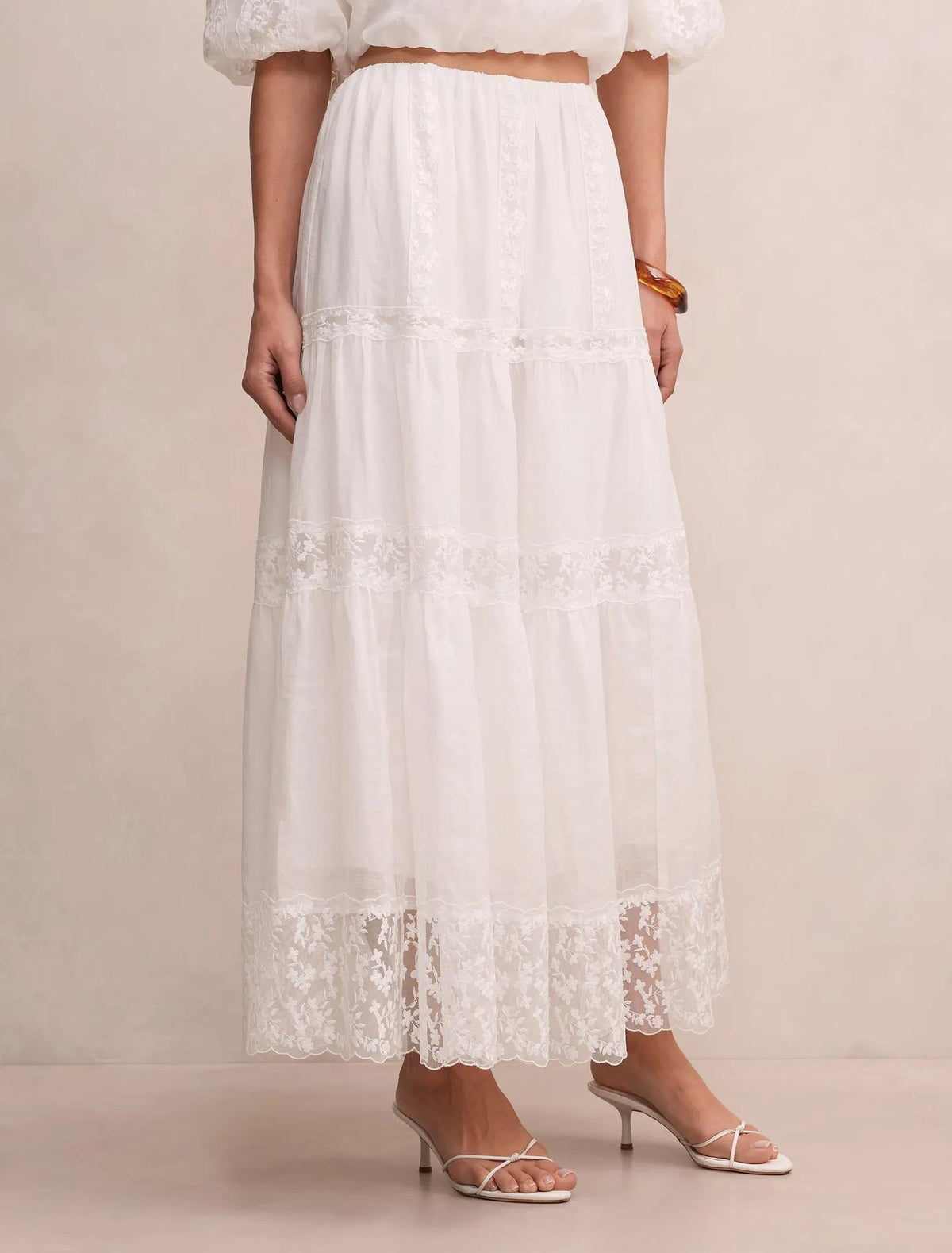 Naomi Elastic Maxi Skirt Porcelain Co-Ord