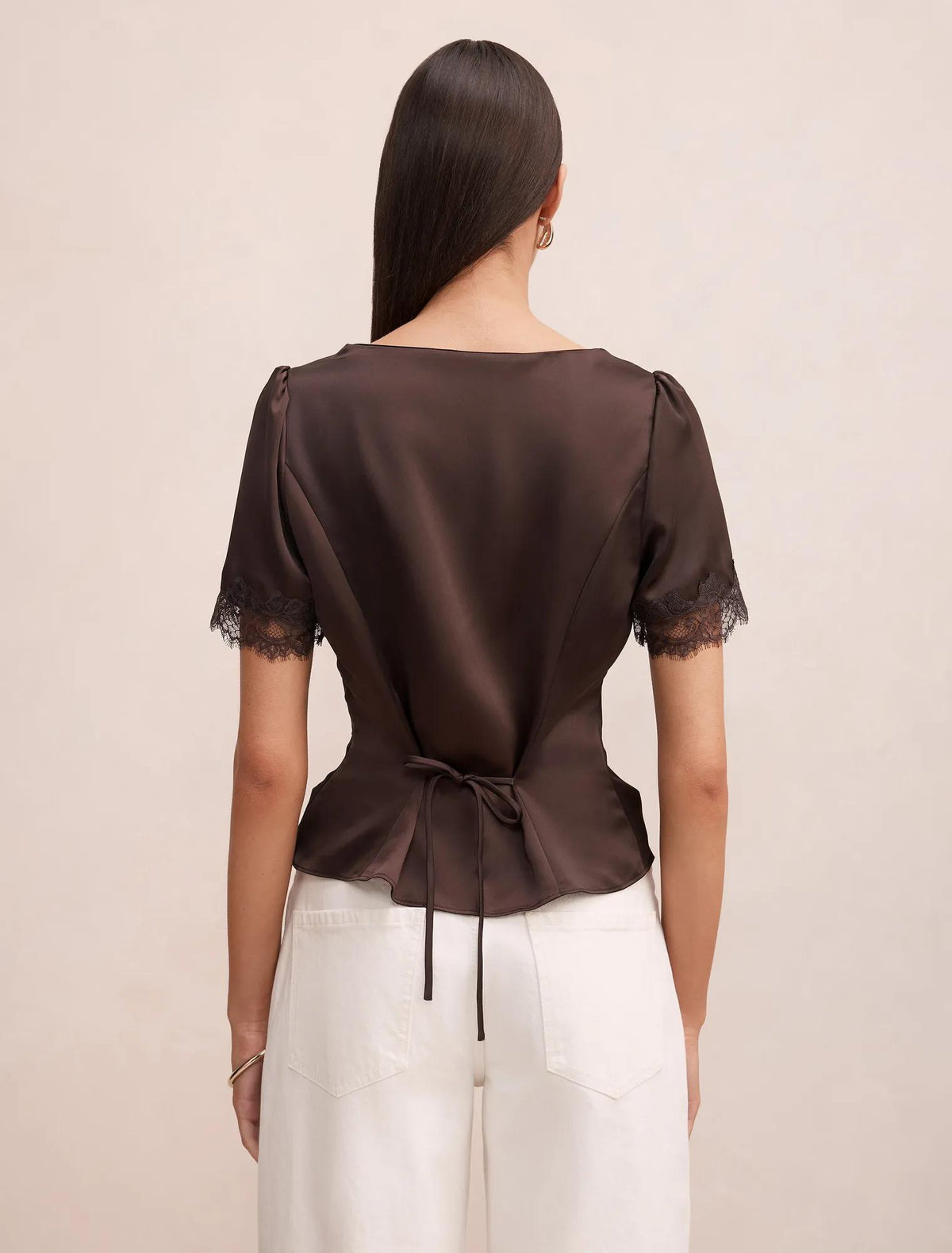 Juliette Lace Trim Top Cocoa Brown