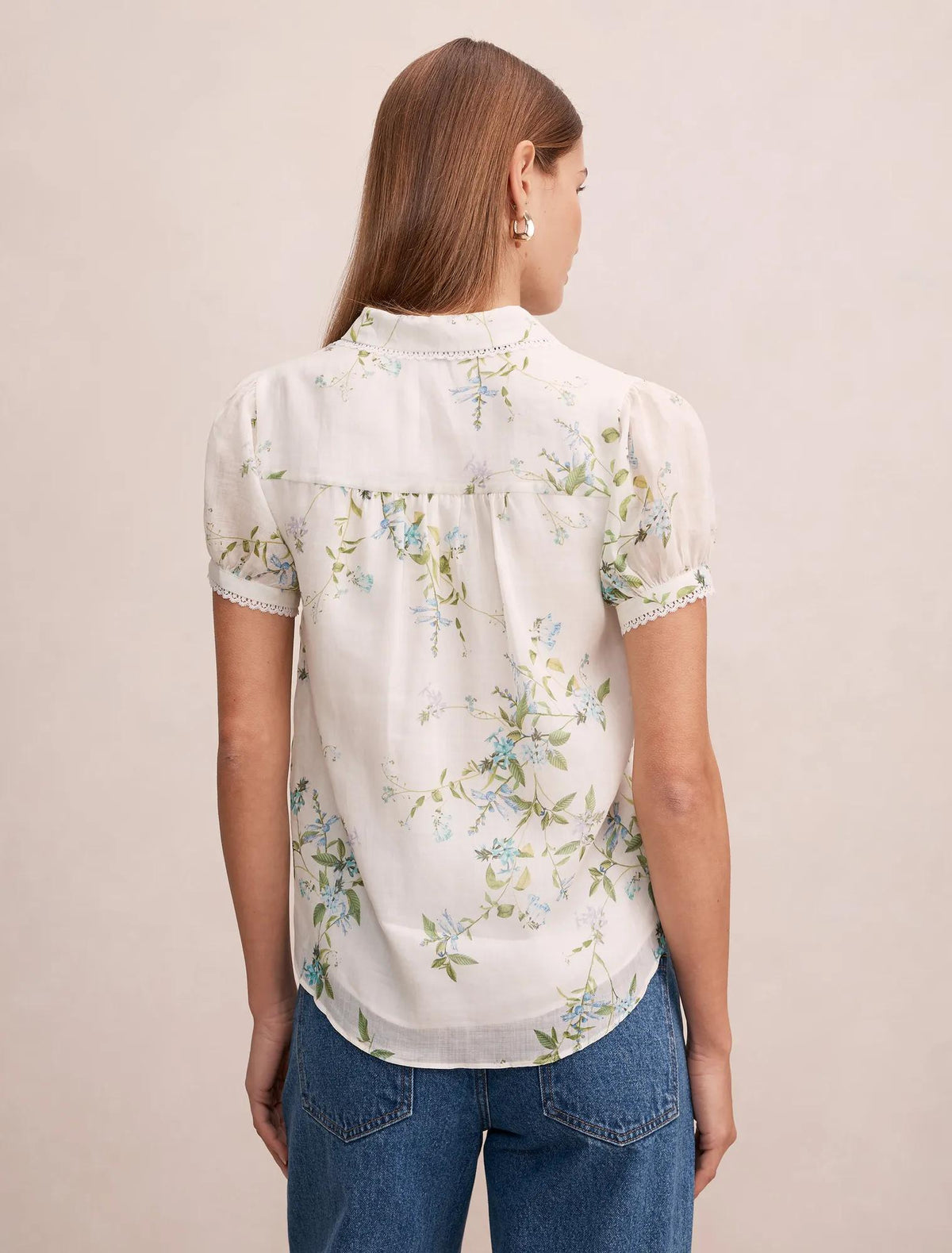 Posie Lace Detail Blouse Light Glade Floral