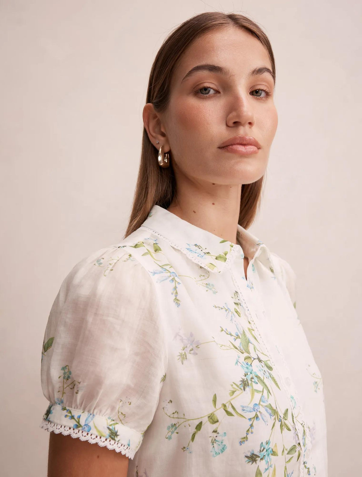 Posie Lace Detail Blouse Light Glade Floral