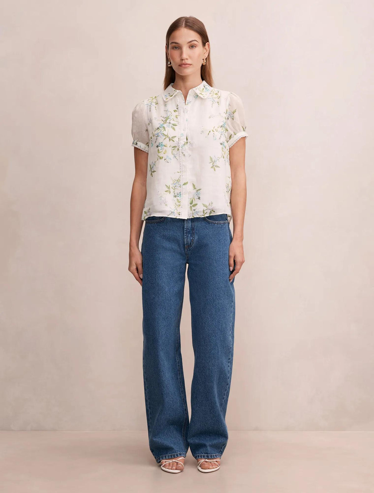 Posie Lace Detail Blouse Light Glade Floral