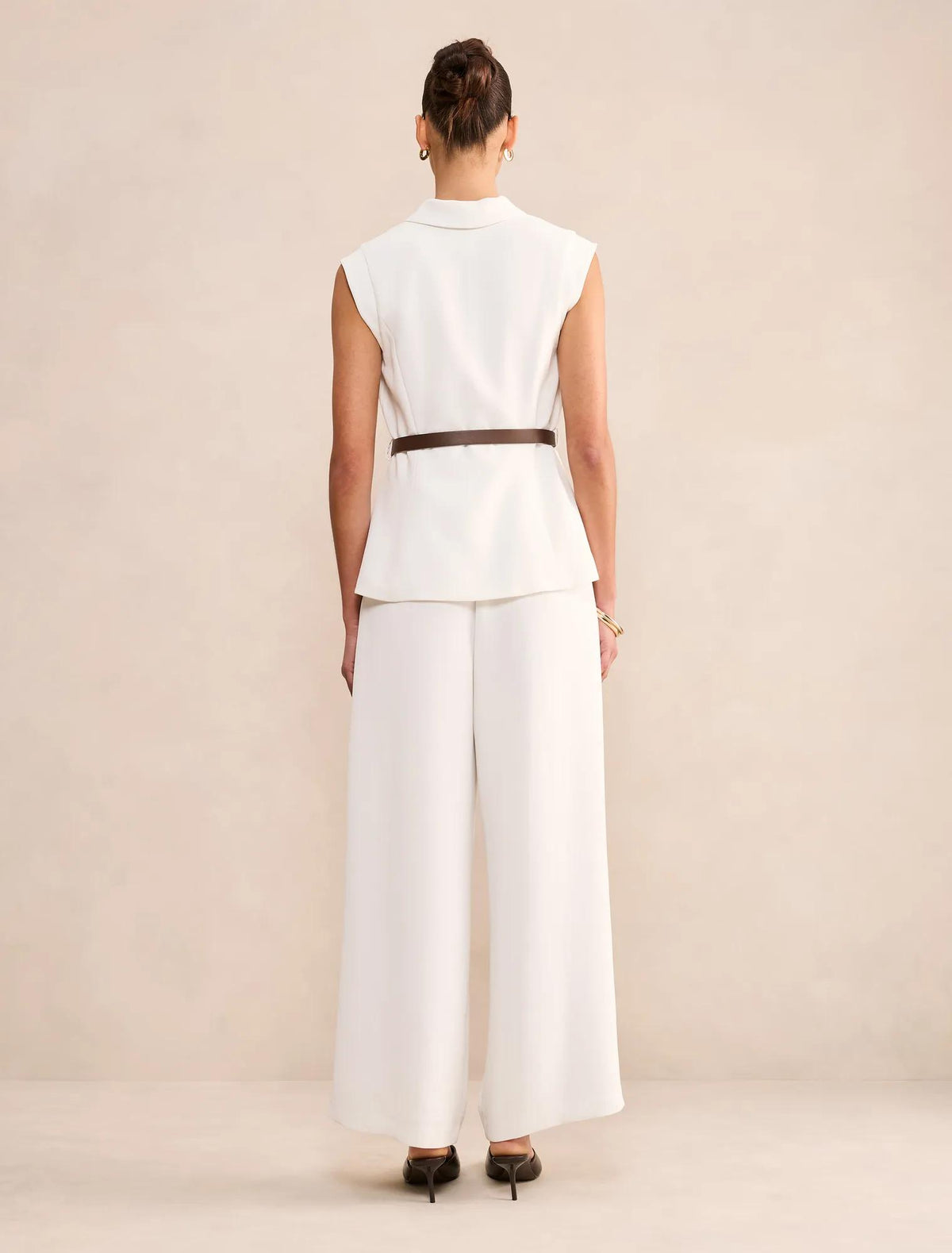 Ayla Tailored Belted Jumpsuit Porcelain