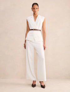 Ayla Tailored Belted Jumpsuit Porcelain