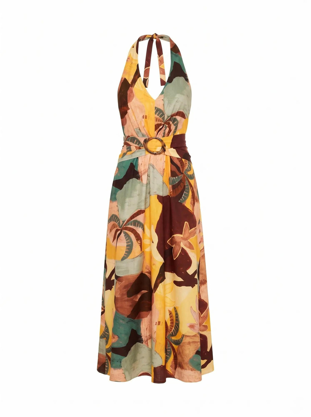 Alessi Halter Linen Midi Dress Arndale Abstract