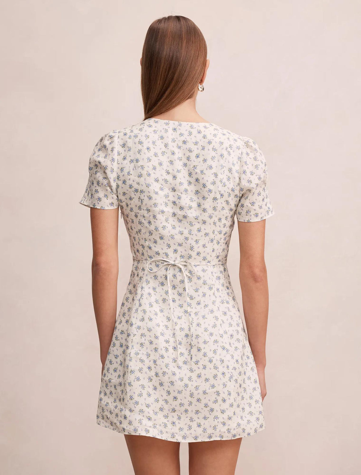 Saffia Pintuck Linen Mini Dress Garden Valley Floral