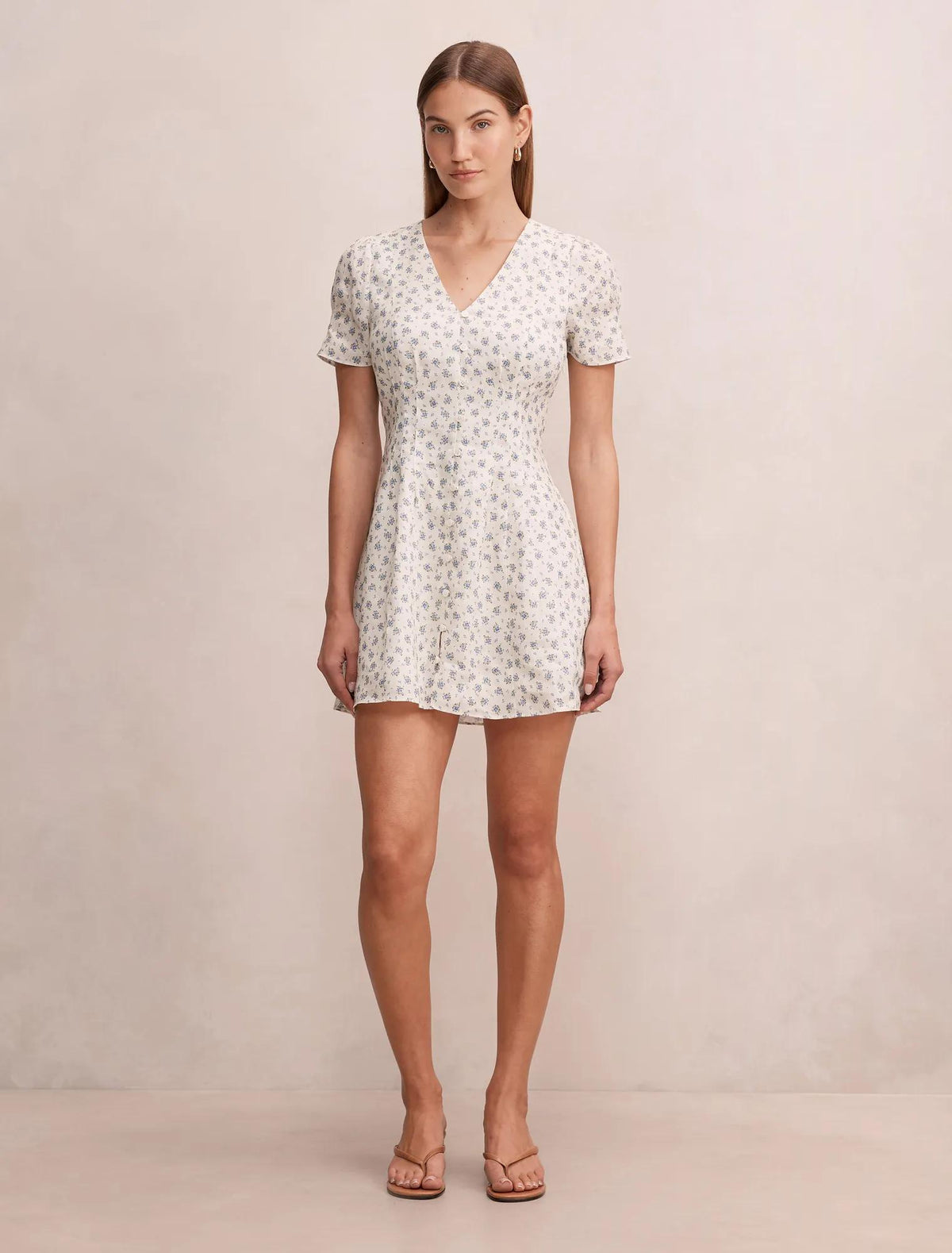 Saffia Pintuck Linen Mini Dress Garden Valley Floral