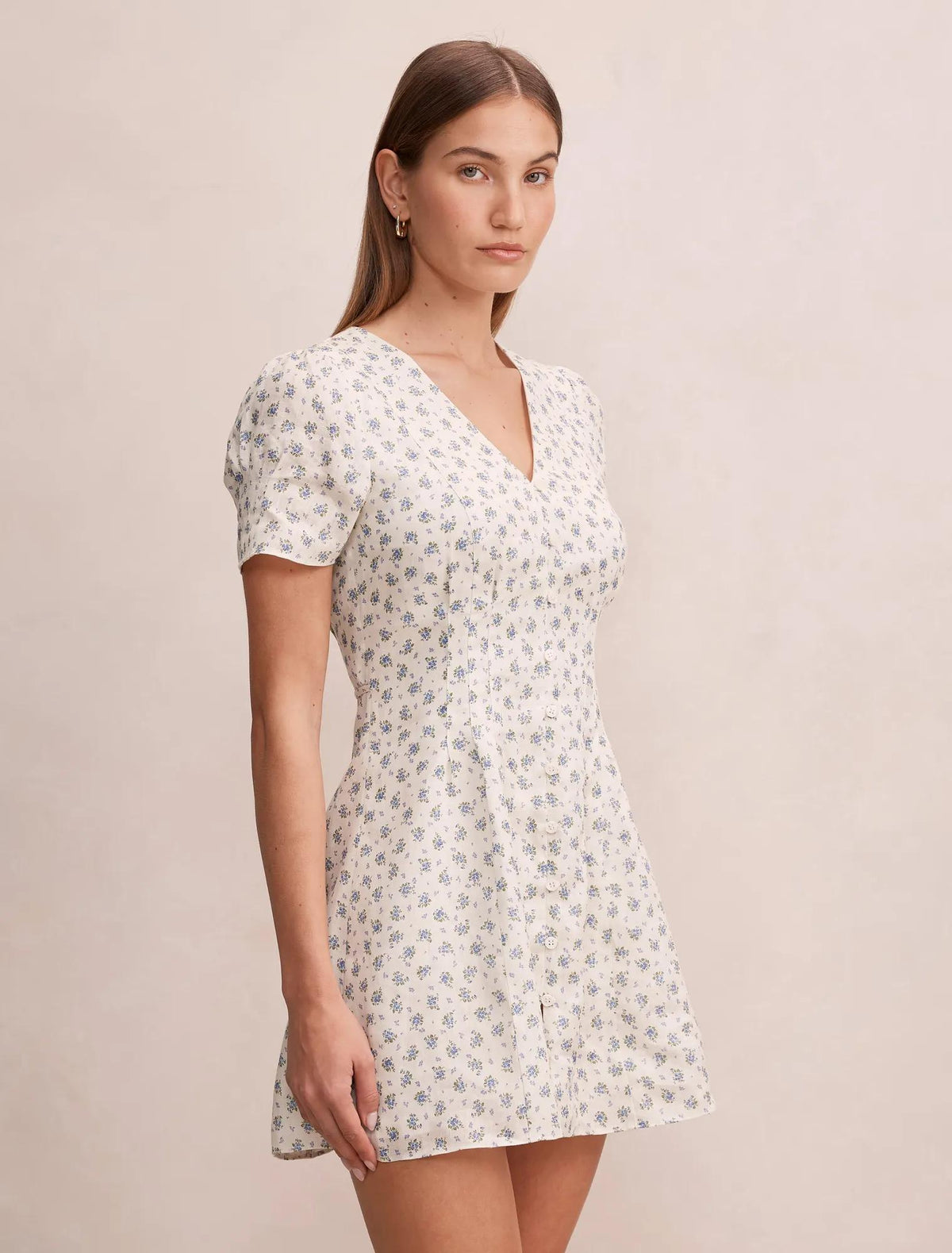 Saffia Pintuck Linen Mini Dress Garden Valley Floral