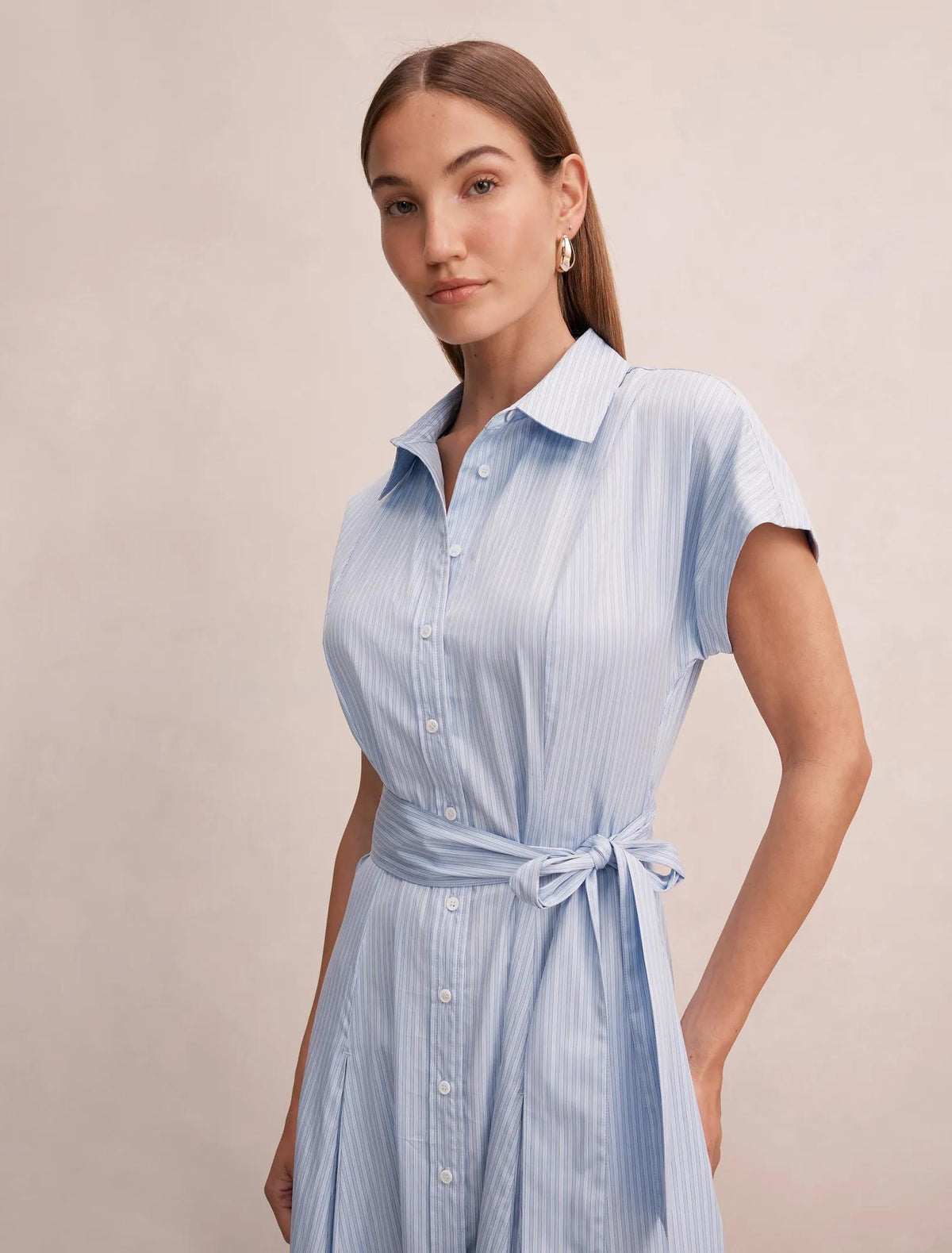 Mina Stripe Shirt Midi Dress Blue Stripe