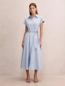 Mina Stripe Shirt Midi Dress Blue Stripe