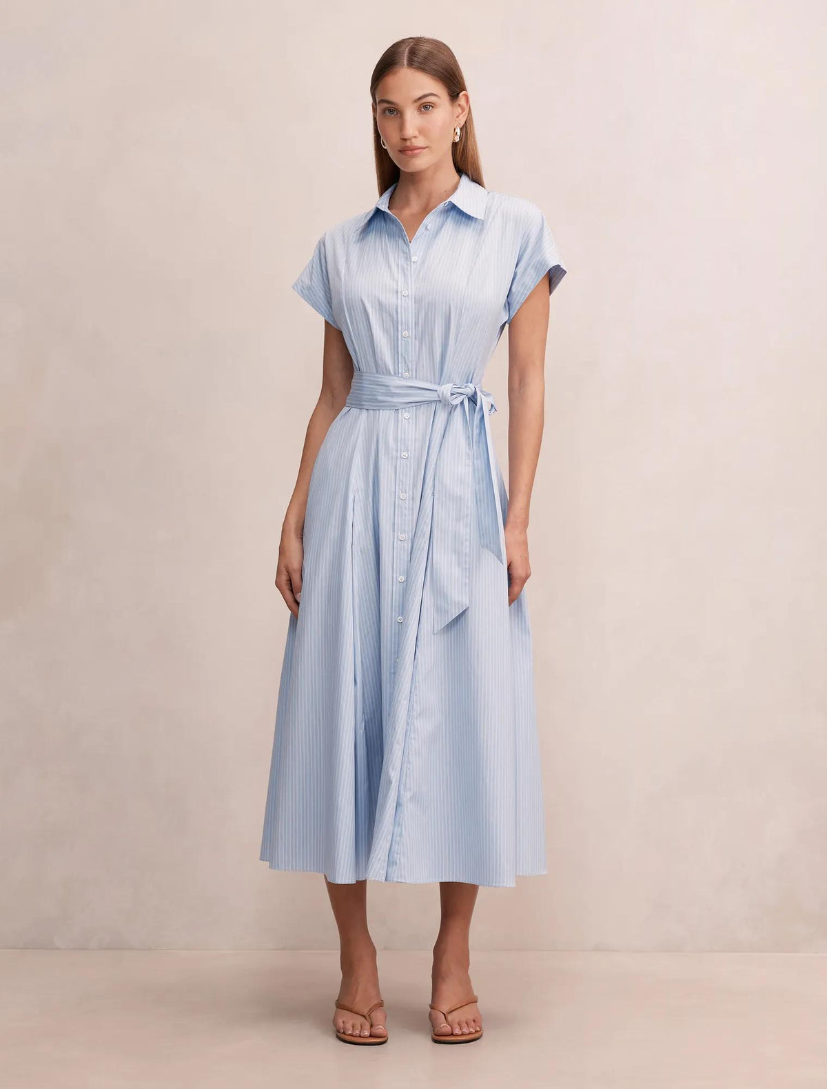 Mina Stripe Shirt Midi Dress Blue Stripe
