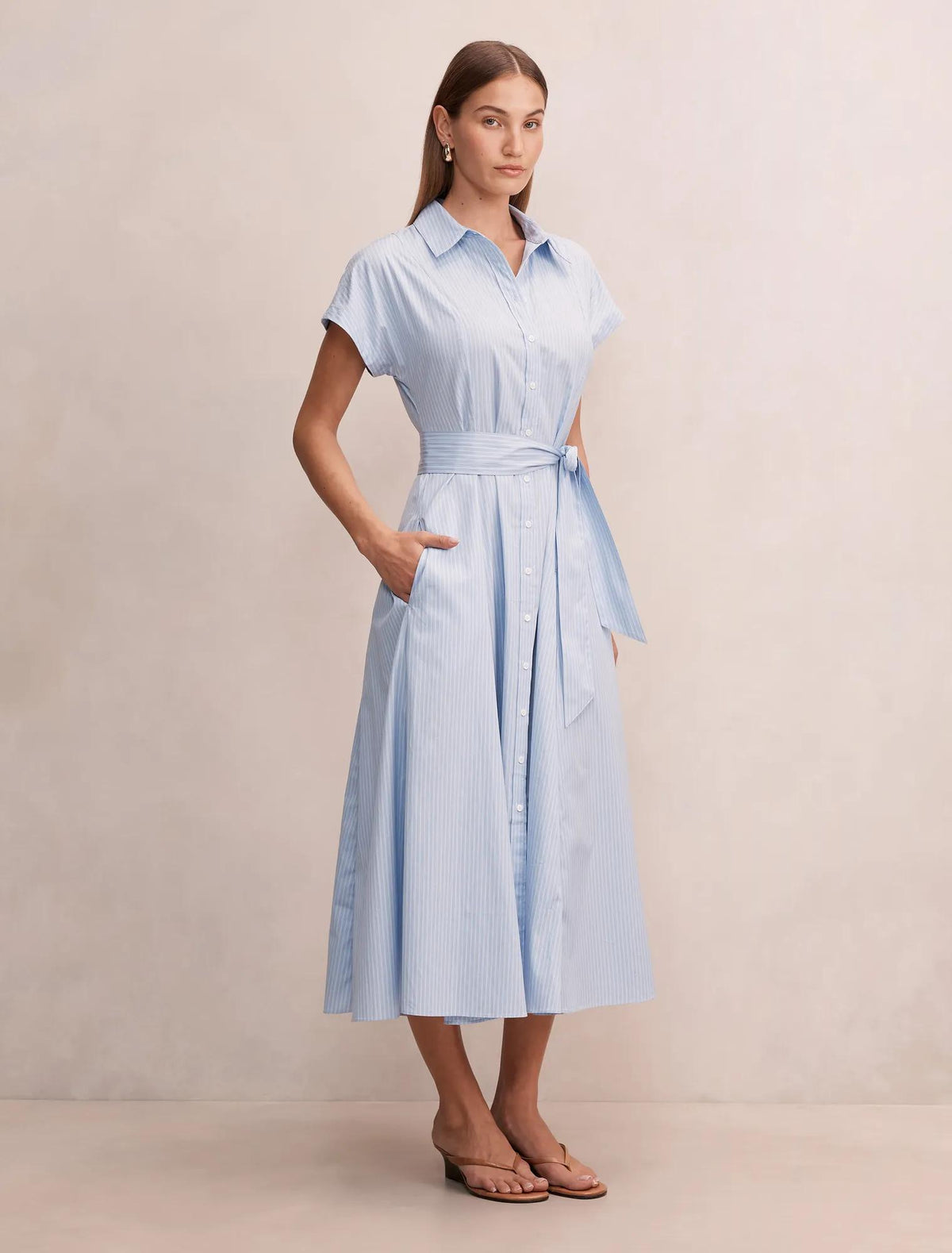 Mina Stripe Shirt Midi Dress Blue Stripe