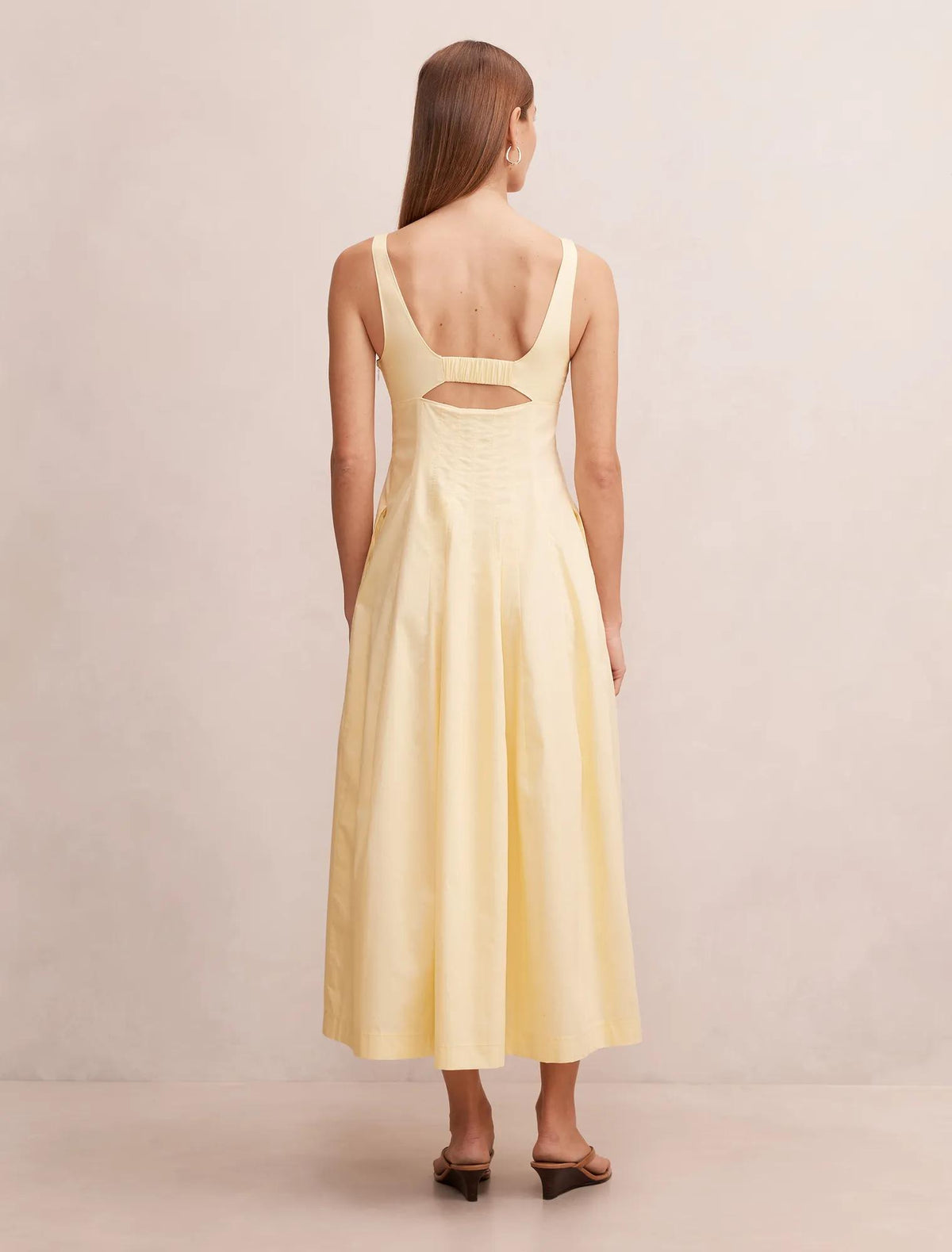 Chessy Seamed Cotton Midi Dress Lemon Sorbet