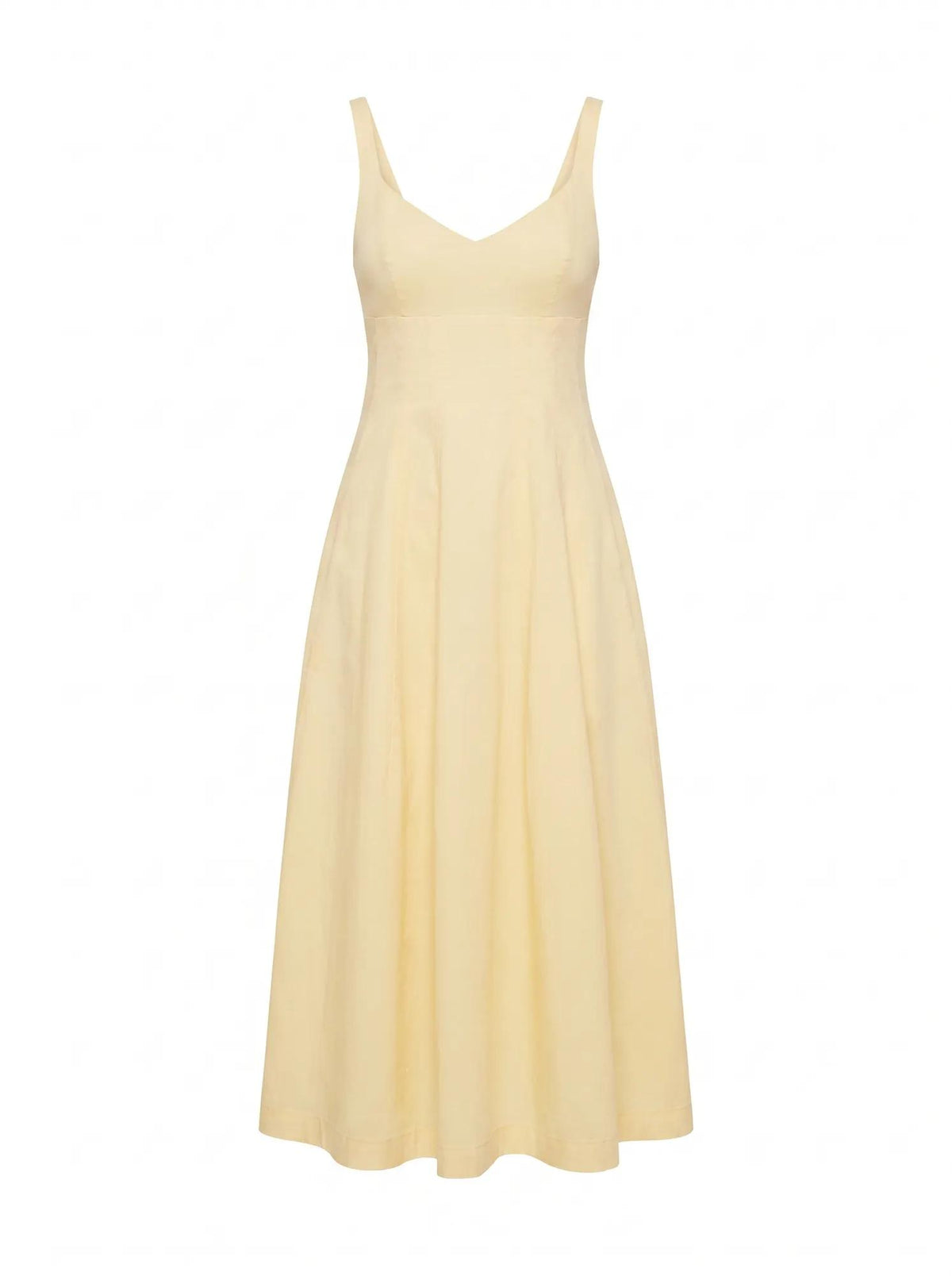 Chessy Seamed Cotton Midi Dress Lemon Sorbet_mannequin