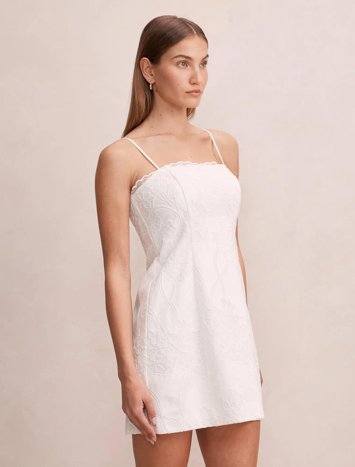 Annika All Over Lace Mini Dress Porcelain