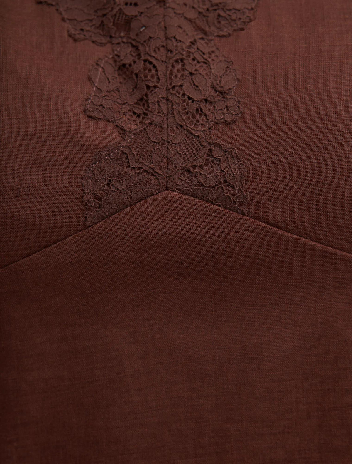 Zali Curve Lace Linen Mini Dress Chocolate