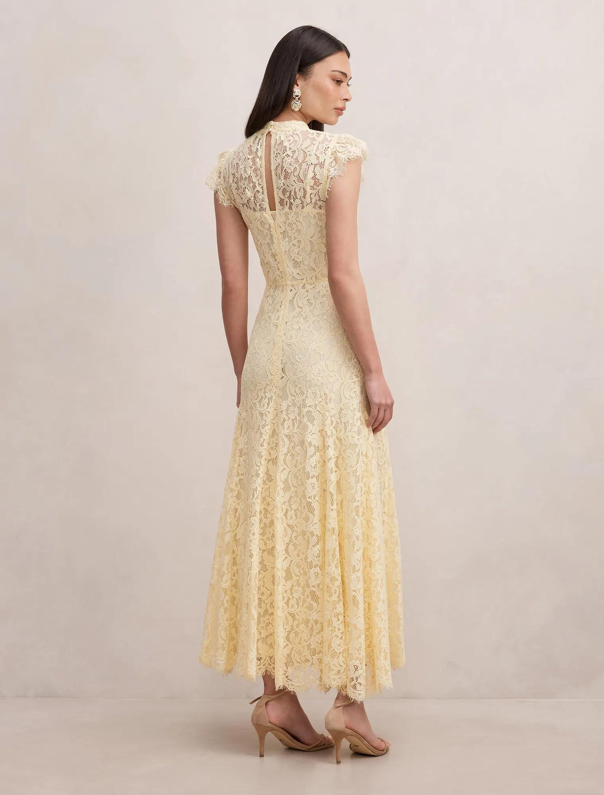 Arielle Lace Midi Dress Lemon