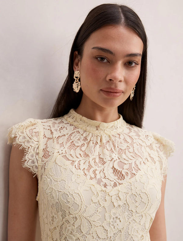 Arielle Lace Midi Dress Lemon