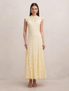 Arielle Lace Midi Dress Lemon