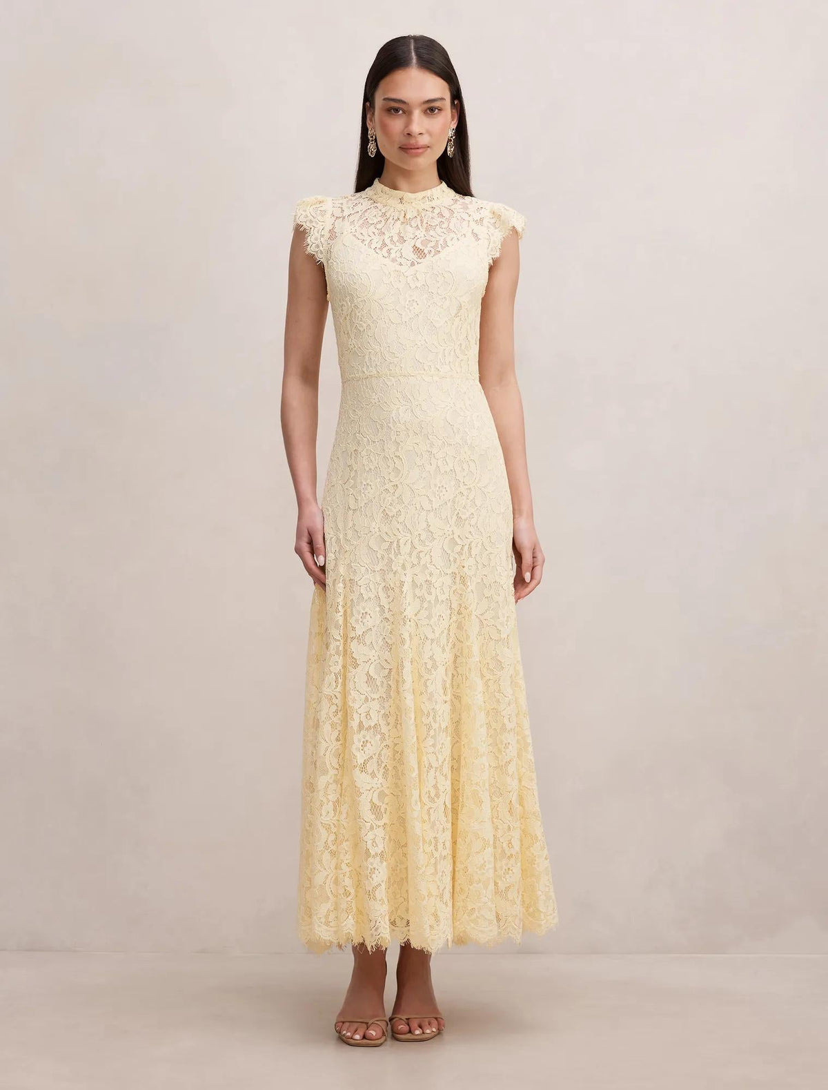 Arielle Lace Midi Dress Lemon