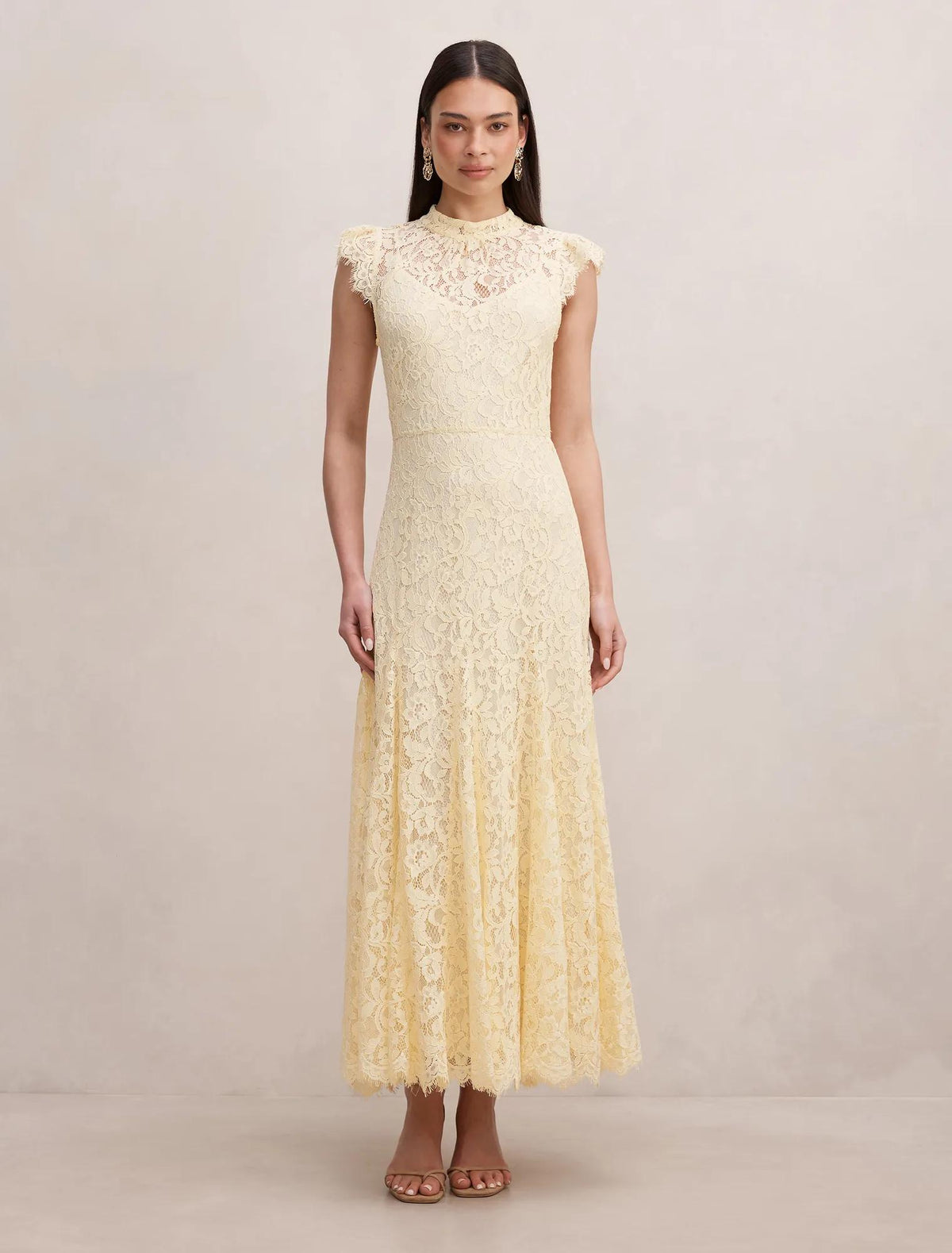 Arielle Lace Midi Dress Lemon