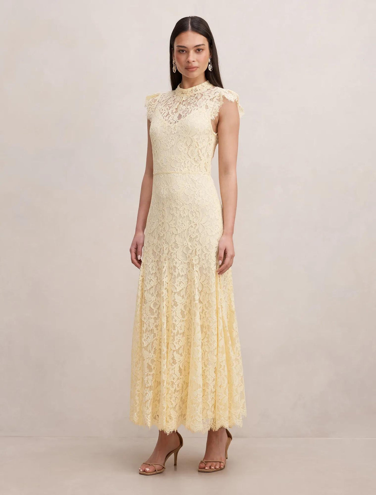 Arielle Lace Midi Dress Lemon