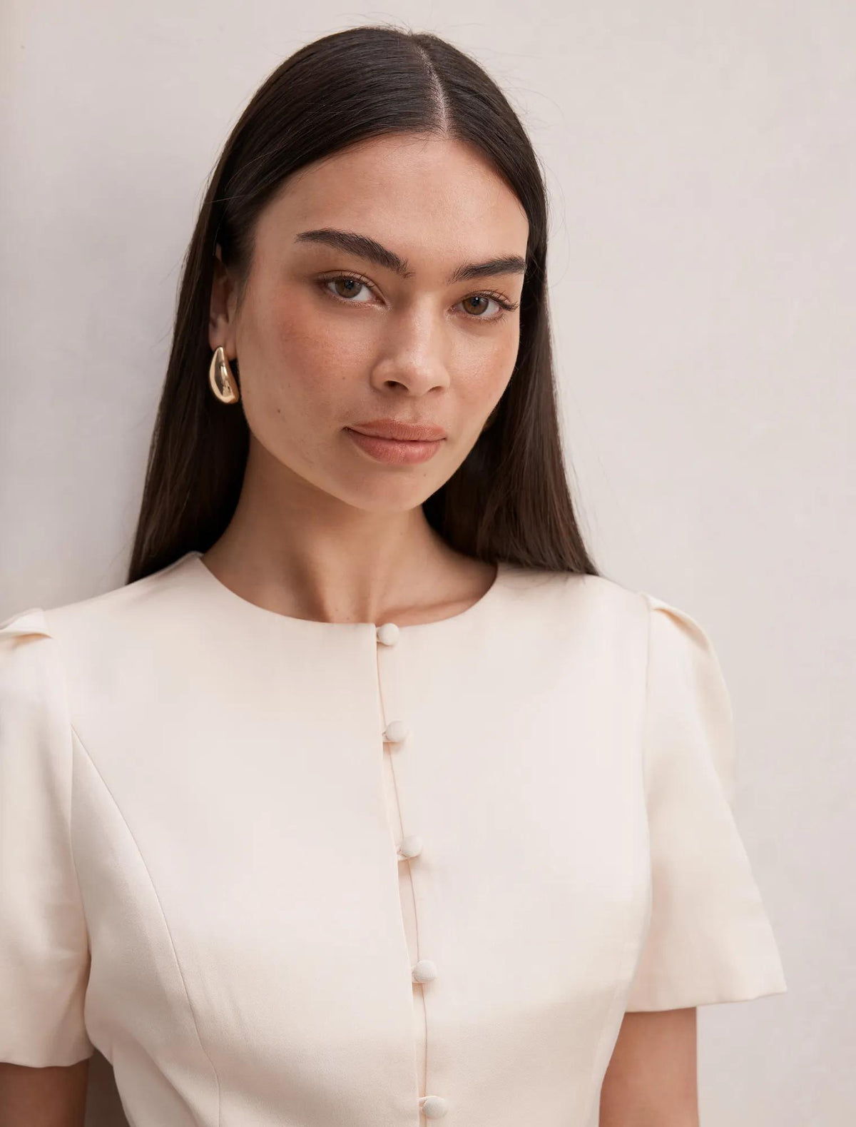 Tarni Structured Satin Blouse Powder Puff Co-ord
