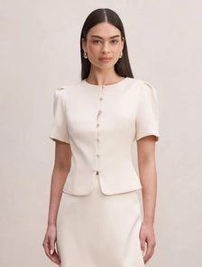 Tarni Structured Satin Blouse Powder Puff Co-ord