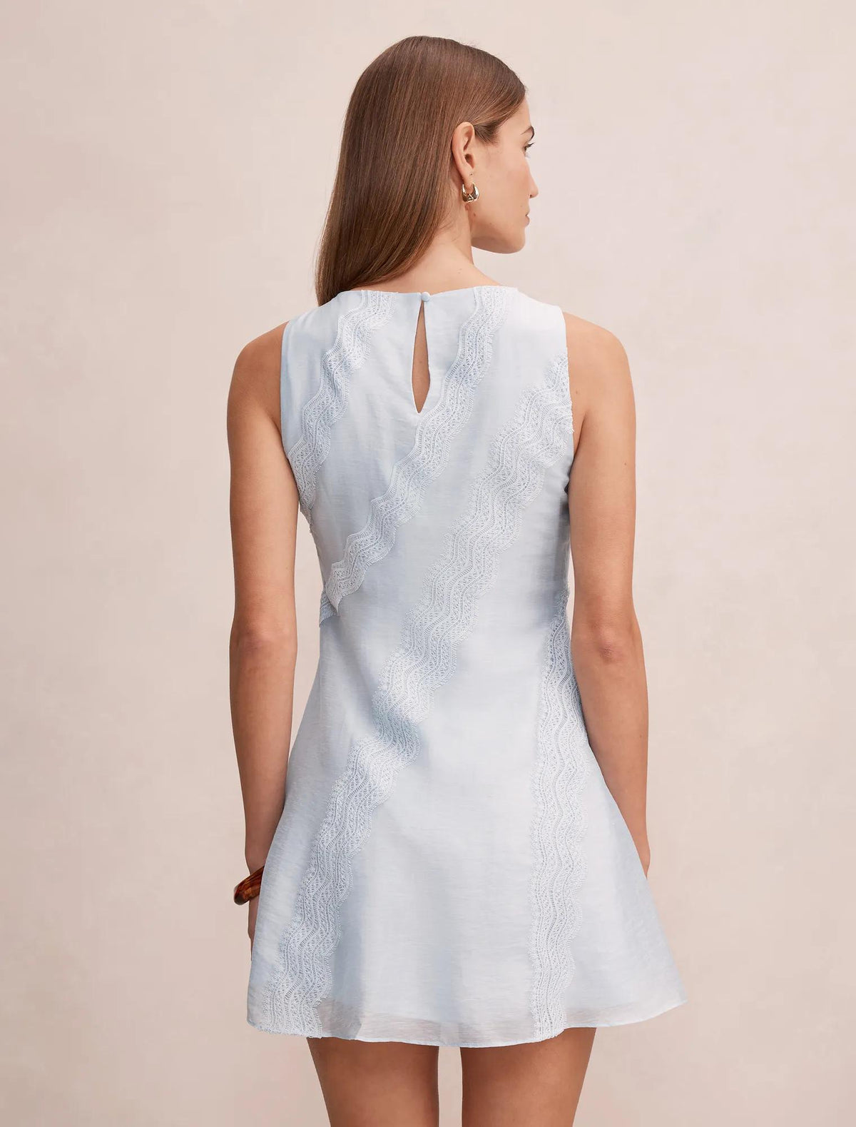 Hannah Lace Detail Mini Dress Bluebell