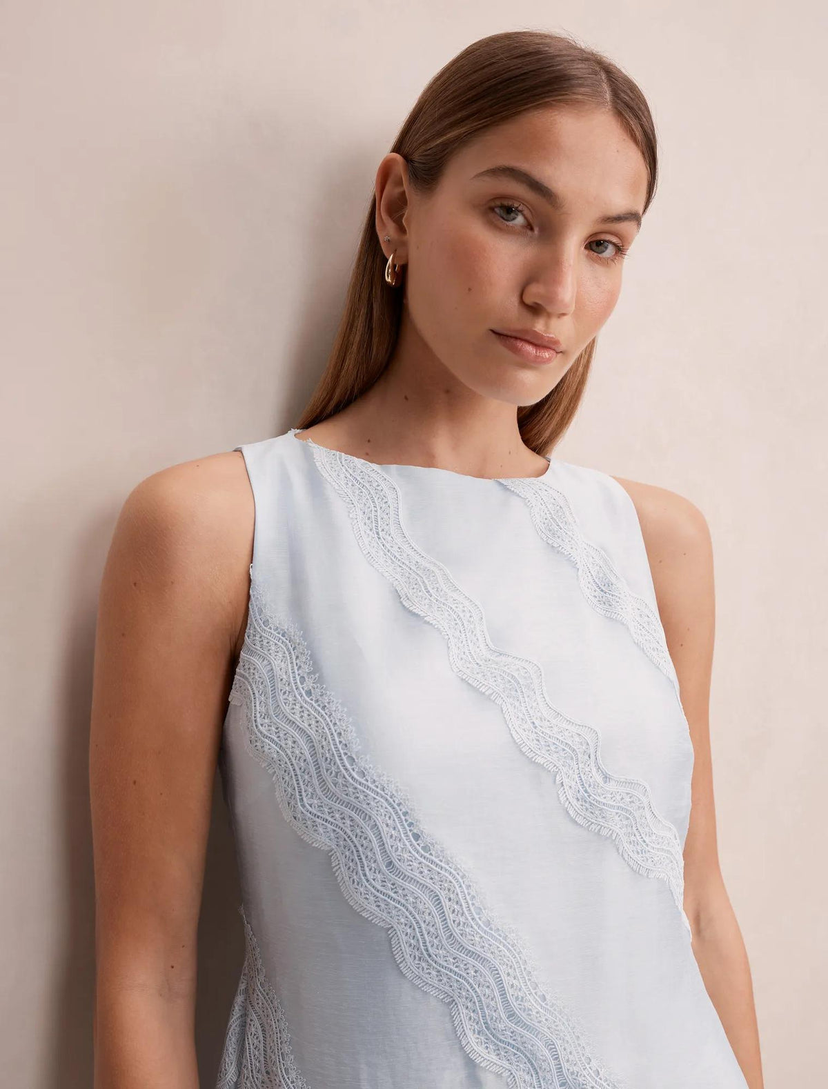Hannah Lace Detail Mini Dress Bluebell