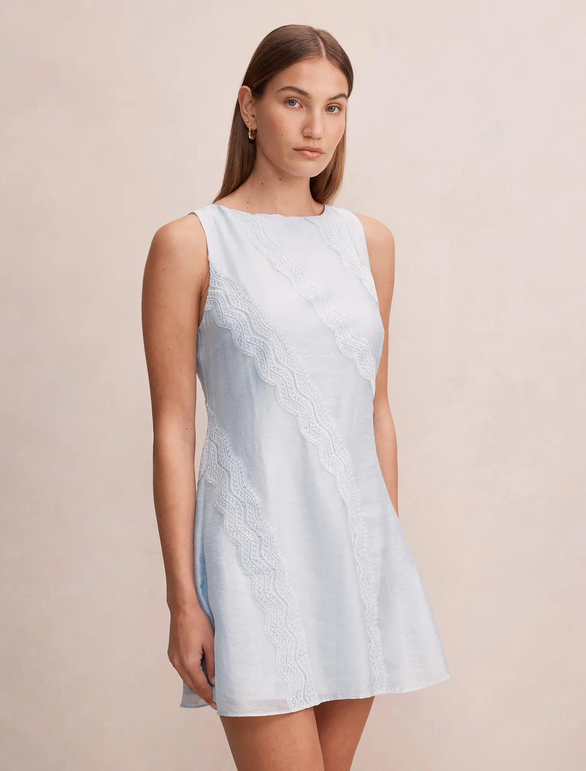 Hannah Lace Detail Mini Dress Bluebell