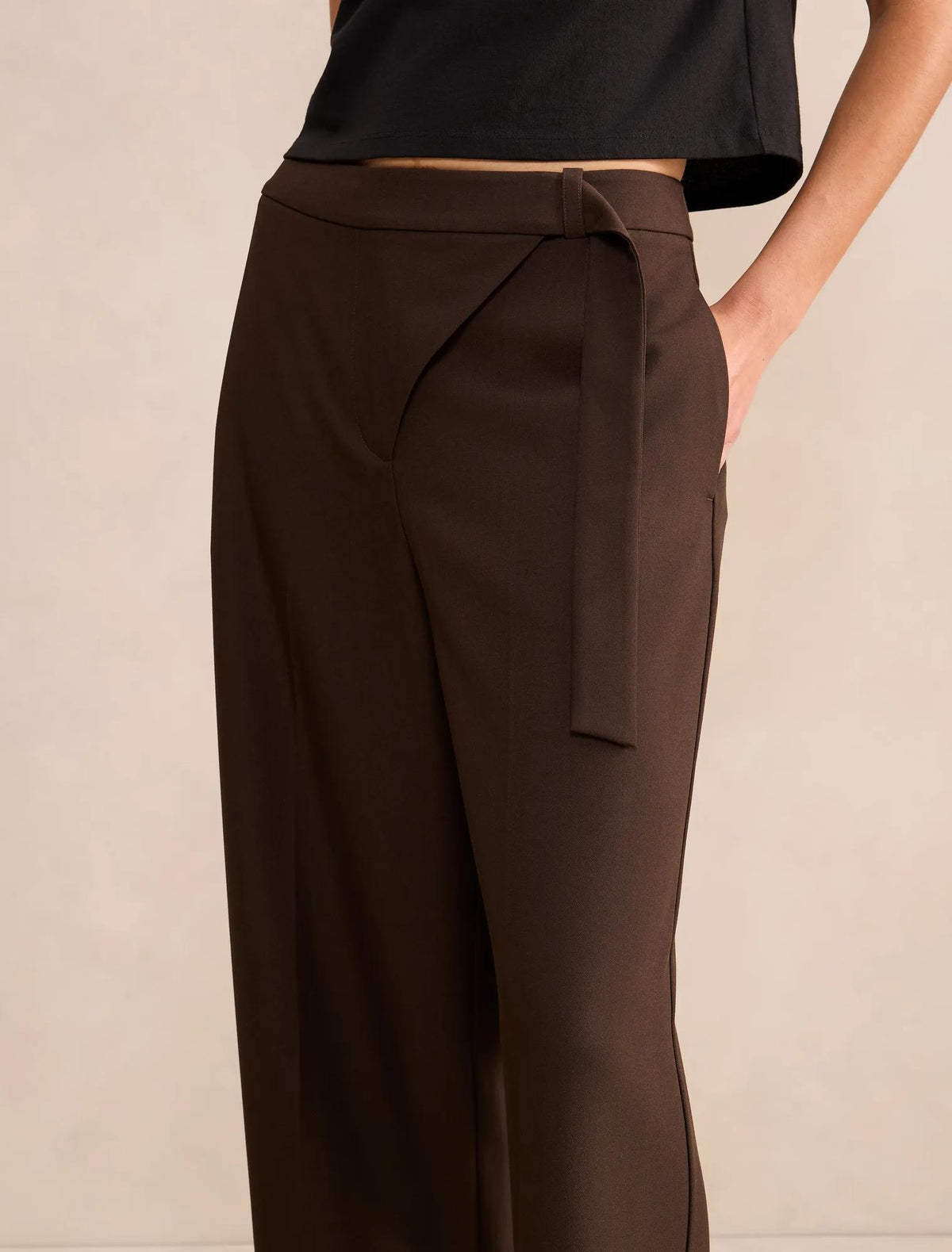 Mila Wrap Wide Leg Pant Dark Chocolate
