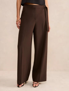 Mila Wrap Wide Leg Pant Dark Chocolate