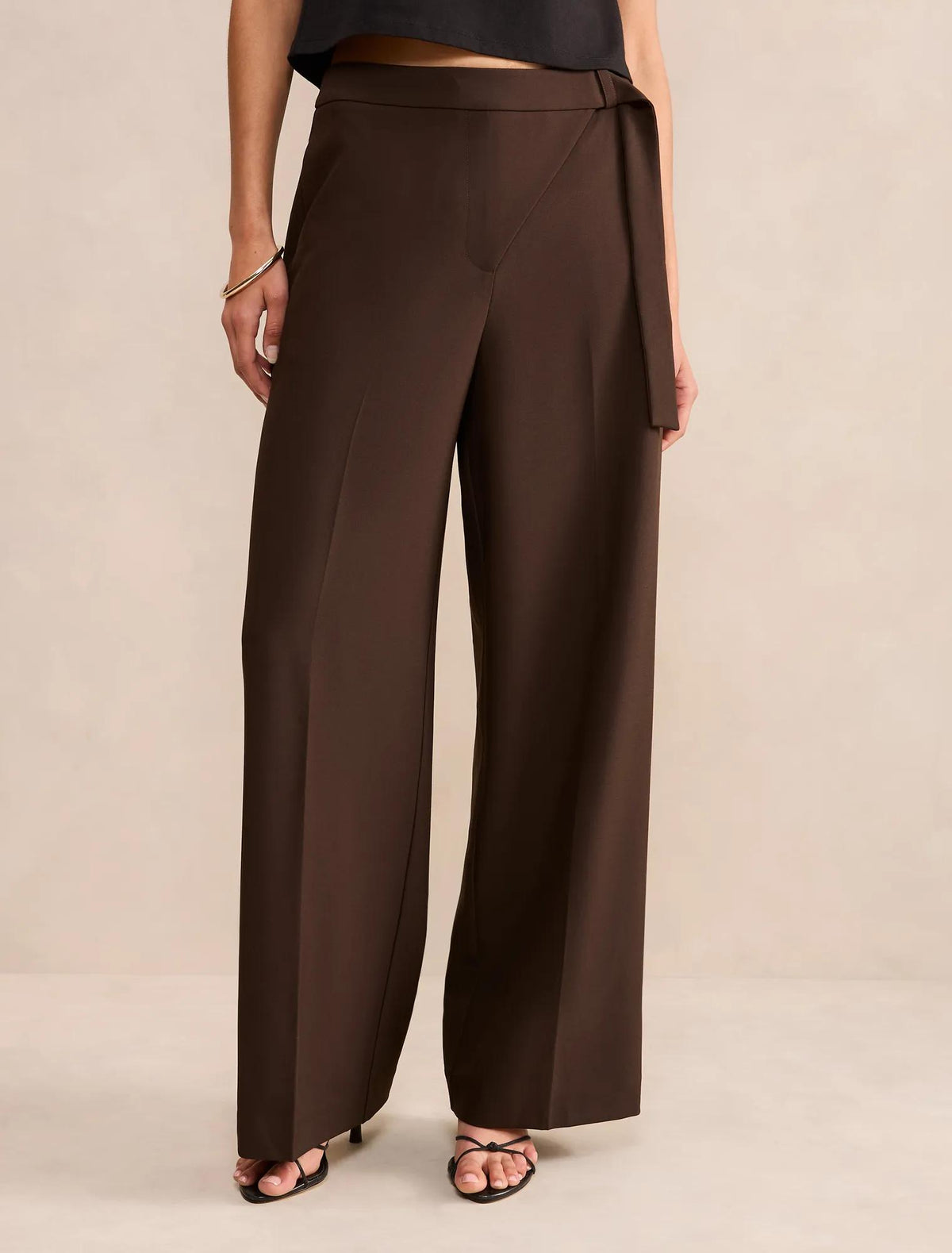 Mila Wrap Wide Leg Pant Dark Chocolate