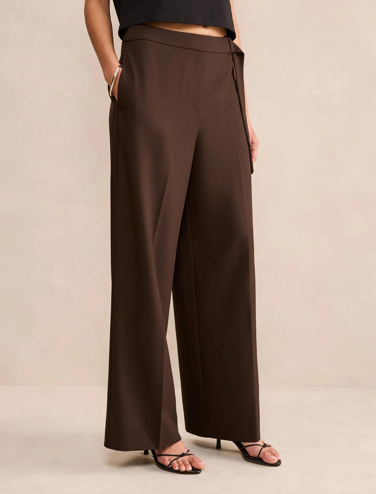 Mila Wrap Wide Leg Pant Dark Chocolate
