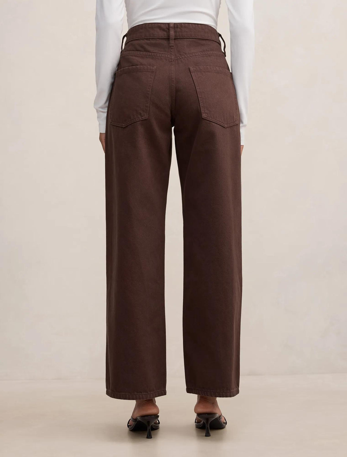 Nicki Petite Mid Rise Straight Jeans Chocolate