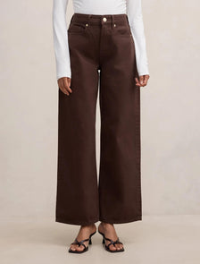 Nicki Petite Mid Rise Straight Jeans Chocolate