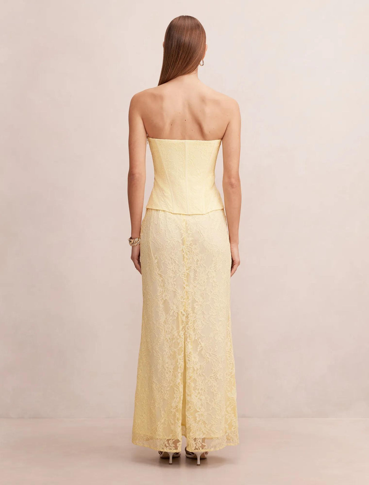Myla Lace Corset Maxi Dress Lemon