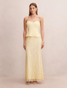 Myla Lace Corset Maxi Dress Lemon