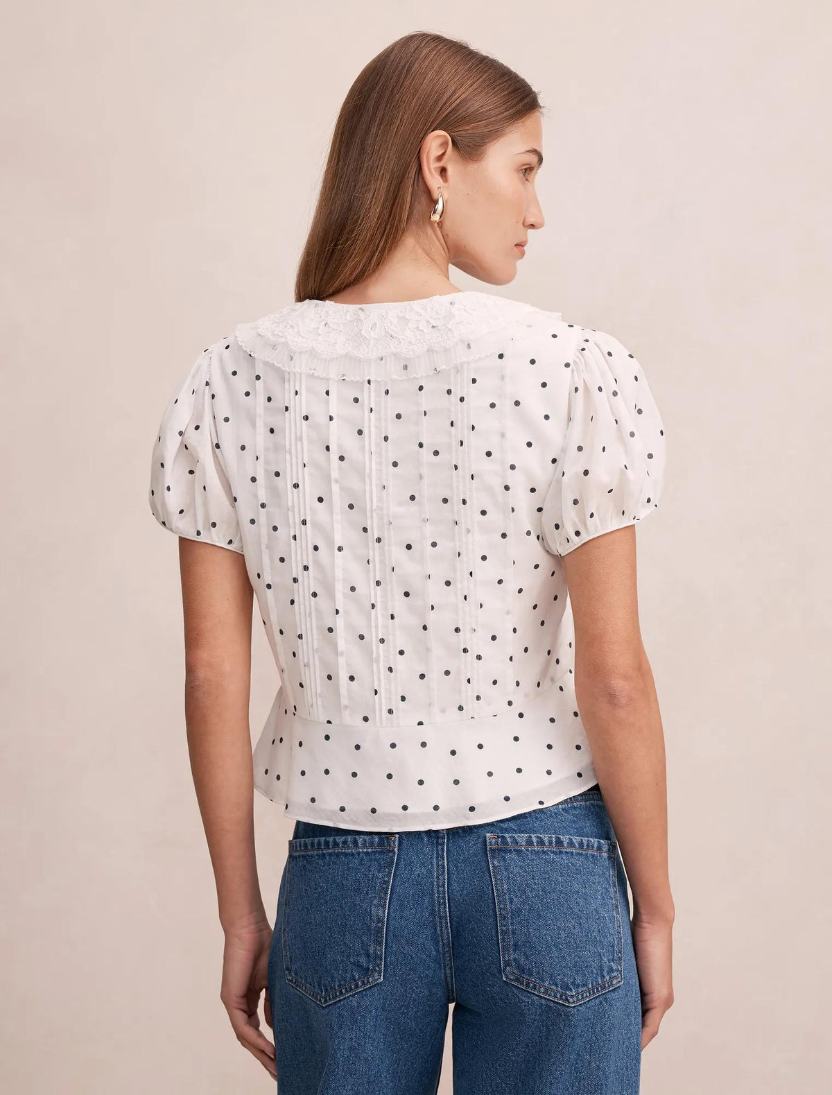 Cece Peplum Blouse Navy Findon Spot